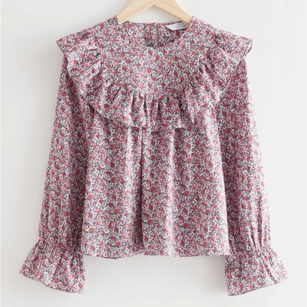 & Other Stories Floral Print Blouse with Frill Detail